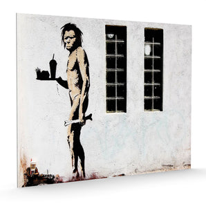 Alubild - Steinmensch mit Fastfood