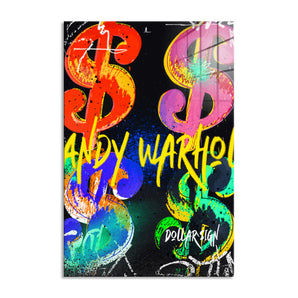 Glasbild - Pop Art - Andy Geldzeichen