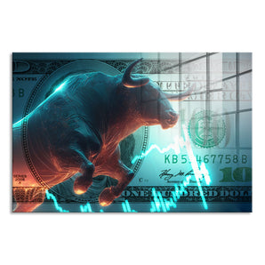 Glasbild - Dow Jones Bull