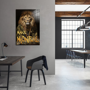 Glasbild - Make Money - Rich Lion