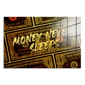 Glasbild - Money never sleeps