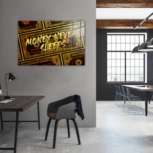 Glasbild - Money never sleeps