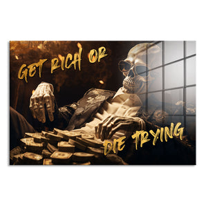 Glasbild - Get rich - Skeleton