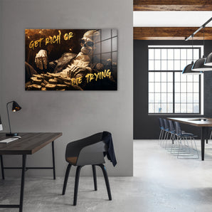 Glasbild - Get rich - Skeleton