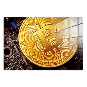 Glasbild - Bitcoin BTC auf Platine