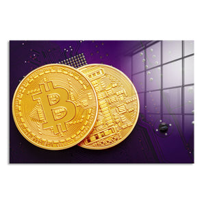 Glasbild - Bitcoin BTC auf Platine