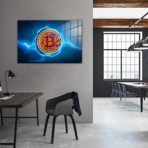Glasbild - Bitcoin BTC auf Hauptplatine