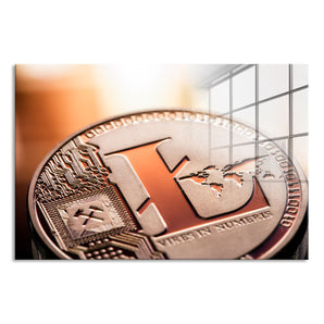 Glasbild - Litecoin ETH Kryptomünze