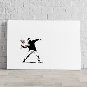 Leinwandbild - Mann mit Blumen