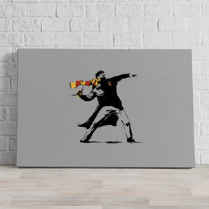 Leinwandbild - Mann mit Fane