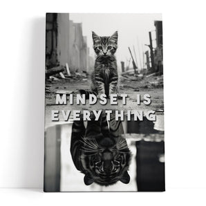 Leinwandbild - Mindset Is Everything - Katze & Tiger
