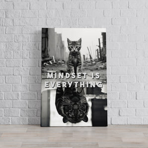 Leinwandbild - Mindset Is Everything - Katze & Tiger