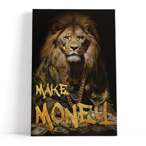 Leinwandbild - Make Money - Rich Lion