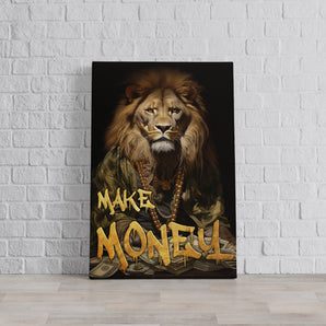 Leinwandbild - Make Money - Rich Lion