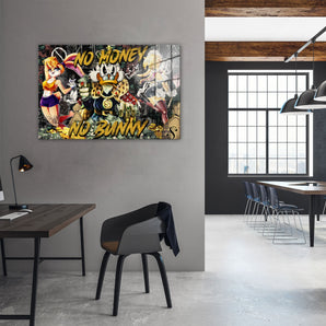 Glasbild - No Money no Bunny