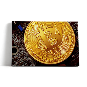 Leinwandbild - Bitcoin BTC auf Platine