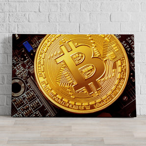 Leinwandbild - Bitcoin BTC auf Platine