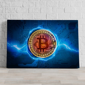 Leinwandbild - Bitcoin BTC auf Hauptplatine