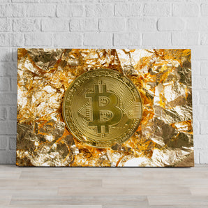 Leinwandbild - Bitcoin BTC Goldpapier