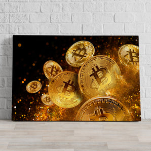 Leinwandbild - funkelnder Bitcoin BTC