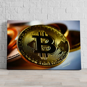 Leinwandbild - Bitoin Nahaufnahme