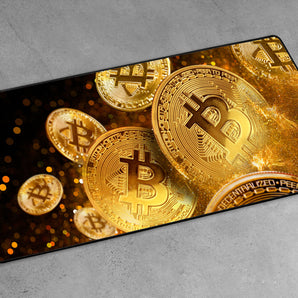 XXL Gaming-Mousepad - funkelnder Bitcoin BTC