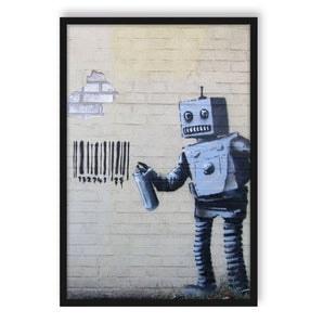 Poster im Rahmen - Roboter mit code