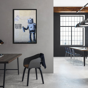 Poster im Rahmen - Roboter mit code