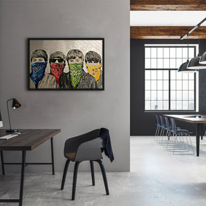 Poster im Rahmen - Vier Jungs mit Tuch