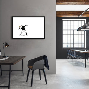 Poster im Rahmen - Mann mit Blumen