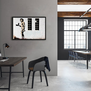 Poster im Rahmen - Steinmensch mit Fastfood