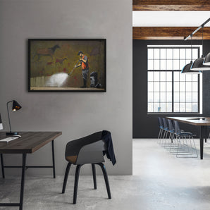 Poster im Rahmen - Mann mit Kärcher