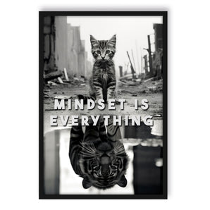 Poster im Rahmen - Mindset Is Everything - Katze & Tiger