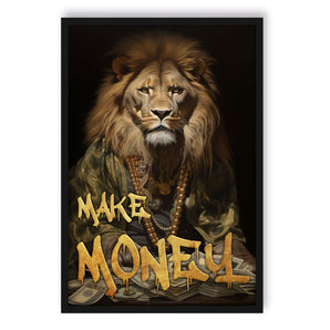 Poster im Rahmen - Make Money - Rich Lion