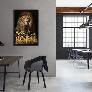 Poster im Rahmen - Make Money - Rich Lion