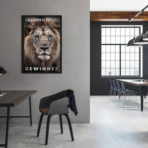 Poster im Rahmen - Geboren um zu gewinnen - Löwe