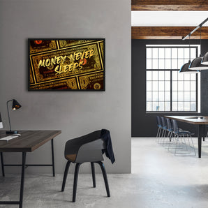 Poster im Rahmen - Money never sleeps