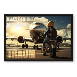 Poster im Rahmen - Kinder Traum Flugzeug