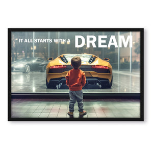Poster im Rahmen - Child's Dream Racing car