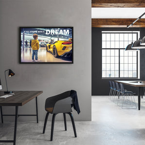 Poster im Rahmen - Child's dream sports car