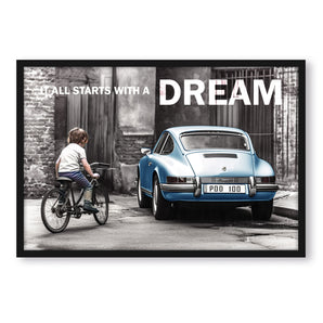 Poster im Rahmen - Child's dream vintage car