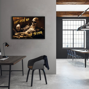 Poster im Rahmen - Get rich - Skeleton