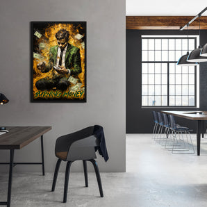 Poster im Rahmen - Burning Money