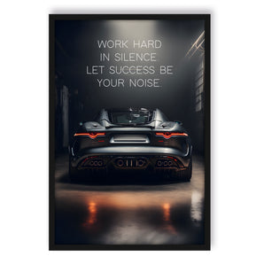 Poster im Rahmen - Work hard black car