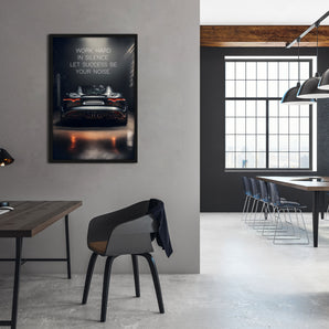 Poster im Rahmen - Work hard black car